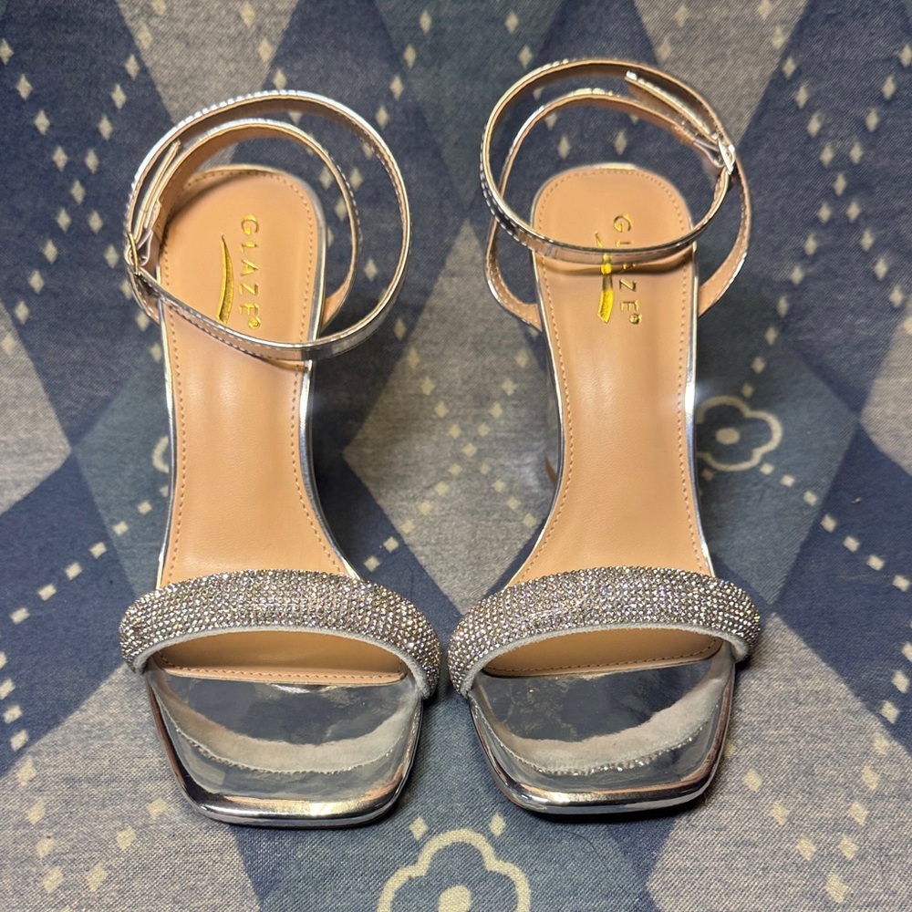 Glaze Silver Rhinestone Heels